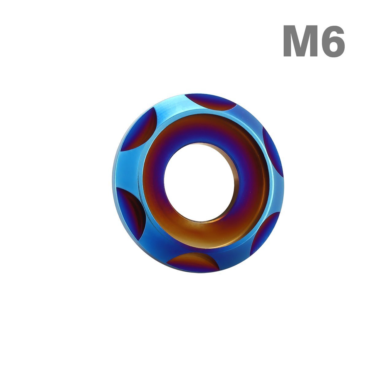 M6 外径14mm 内径6mm 64チタン合金 デザインワッシャー ボルト座面枠付き 焼きチタンカラー 車/バイク ドレスアップ 1個 JA1668拍卖