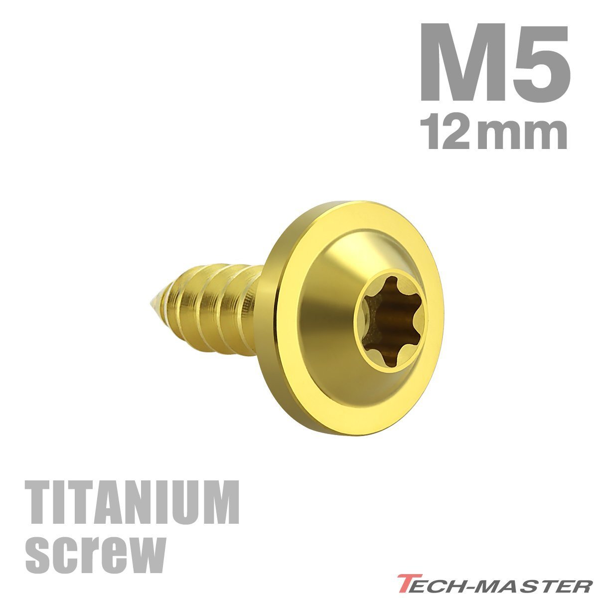 M5×12mm 64チタン合金 タッピングネジ トルクス穴付き ゴールドカラー 1個 JA1249拍卖