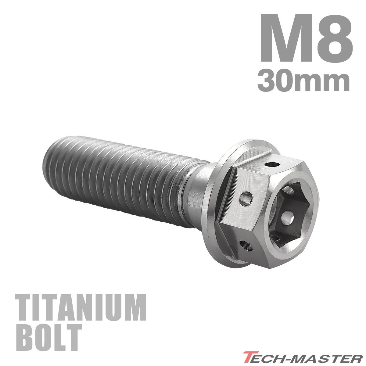 M8×30mm P1.25 64チタン合金 ホールヘッド 六角ボルト フランジ付き シルバーカラー 車/バイク/自転車 1個 JA1783拍卖