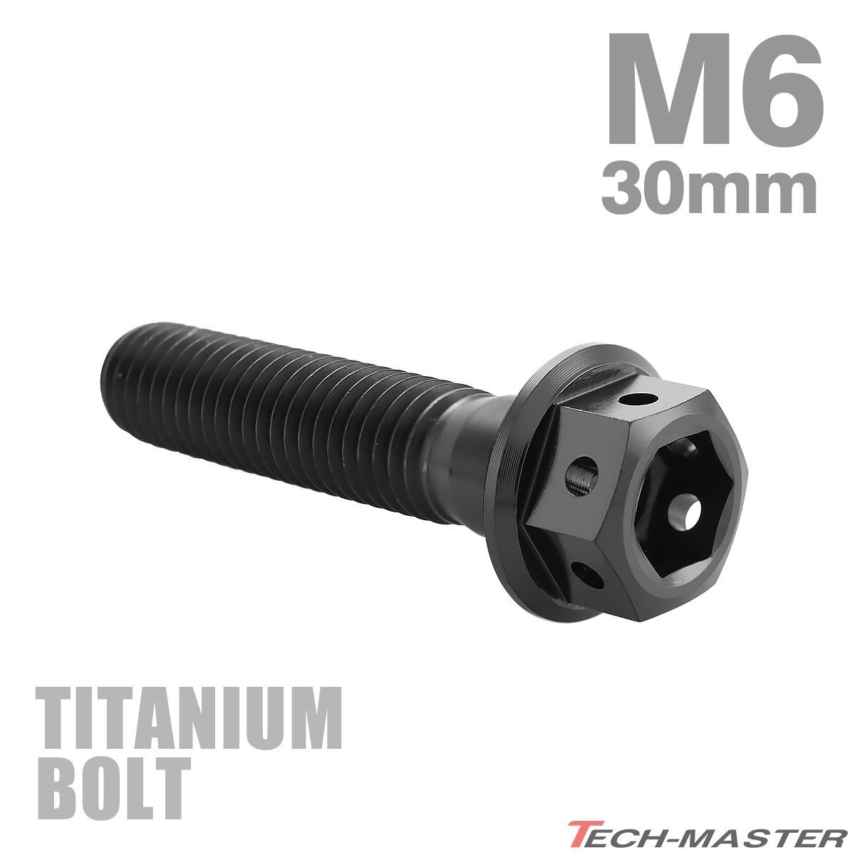 M6×30mm P1.0 64チタン合金 ホールヘッド 六角ボルト フランジ付き ブラック 車/バイク/自転車 1個 JA1746拍卖