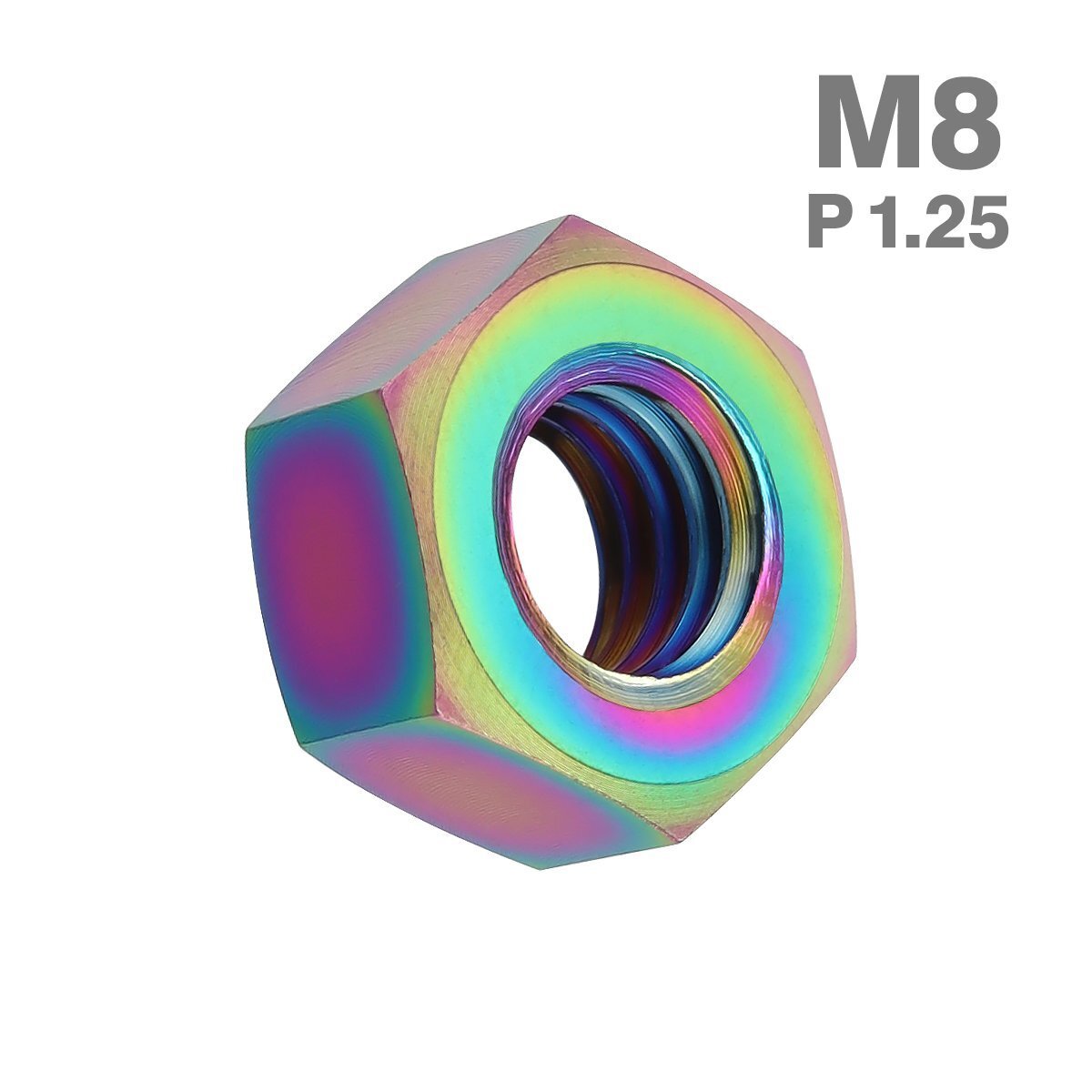M8 P1.25 64チタン合金 六角ナット デザインナット チタンカラー レインボー 車/バイク ドレスアップ 1個 JA1727拍卖