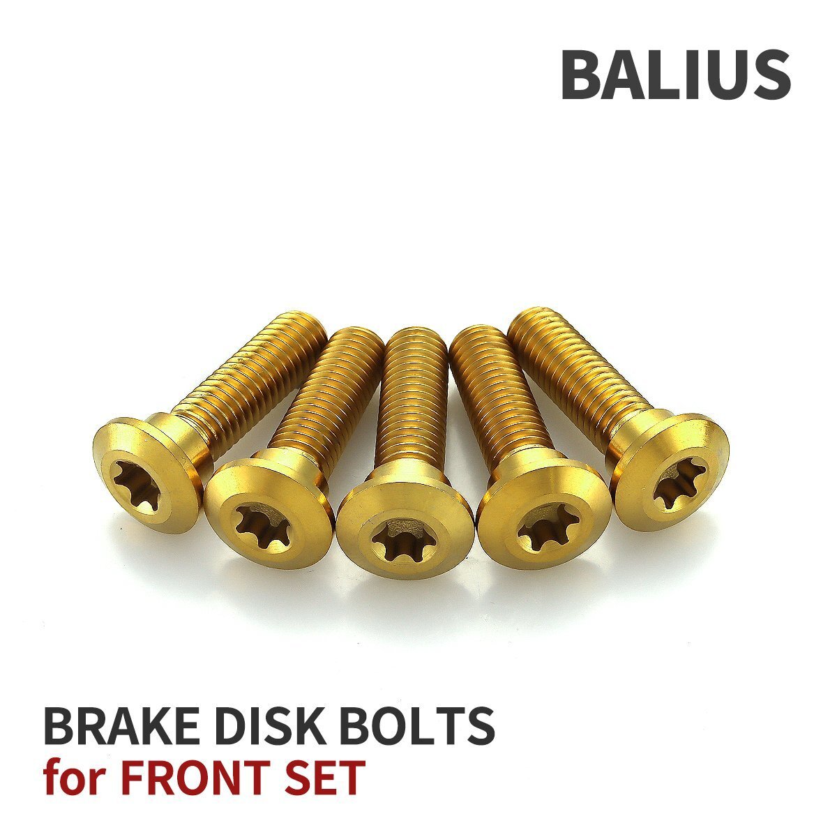 BALIUS バリオス 64チタン ブレーキディスクローター ボルト フロント用 5本セット M8 P1.25 カワサキ車用 ゴールドカラー JA22009拍卖
