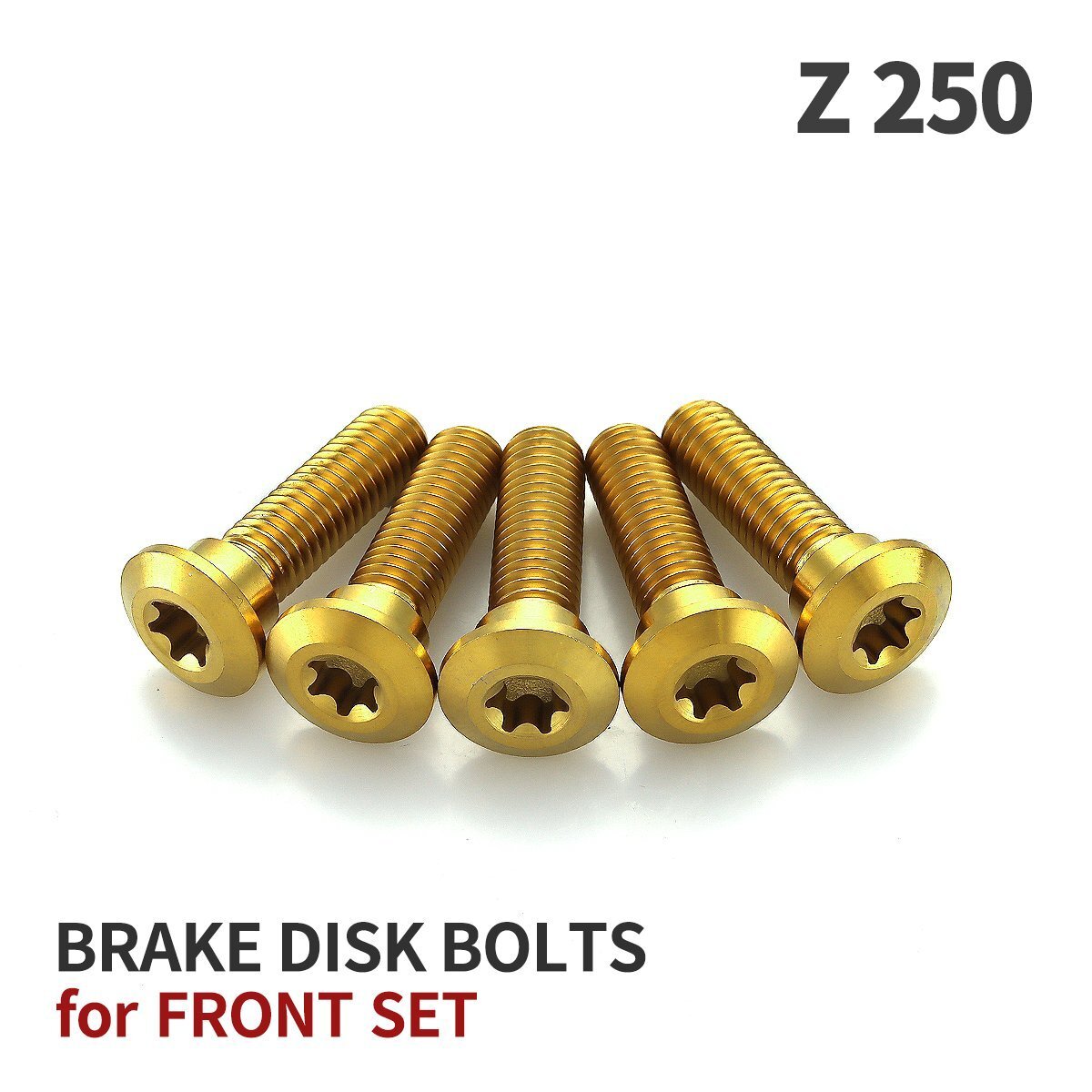 Z250 64チタン ブレーキディスクローター ボルト フロント用 5本セット M8 P1.25 カワサキ車用 ゴールドカラー JA22009拍卖