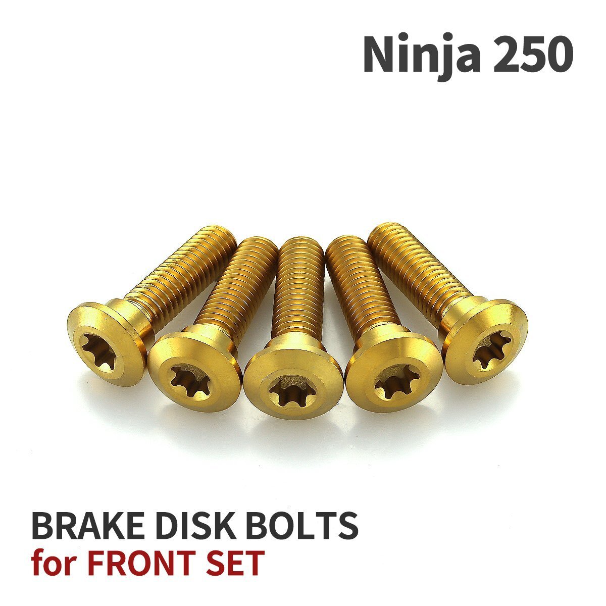ニンジャ250 Ninja 64チタン ブレーキディスクローター ボルト フロント用 5本セット M8 P1.25 カワサキ車用 ゴールドカラー JA22009拍卖
