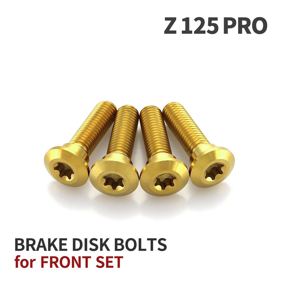 Z125 PRO 64チタン ブレーキディスクローター ボルト フロント用 4本セット M8 P1.25 カワサキ車用 ゴールドカラー JA22027拍卖
