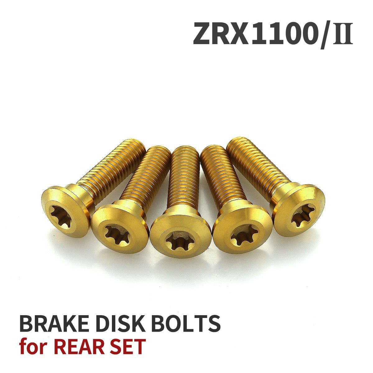 ZRX1100/Ⅱ 64チタン ブレーキディスクローター ボルト リア用 5本セット M8 P1.25 カワサキ車用 ゴールドカラー JA22021拍卖