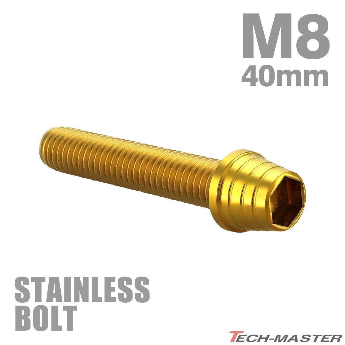 M8×40mm P1.25 キャップボルト テーパーシェルヘッド ステンレス ゴールド カウル フェンダー エンジン 車 バイク カスタム 1個 TB0334拍卖