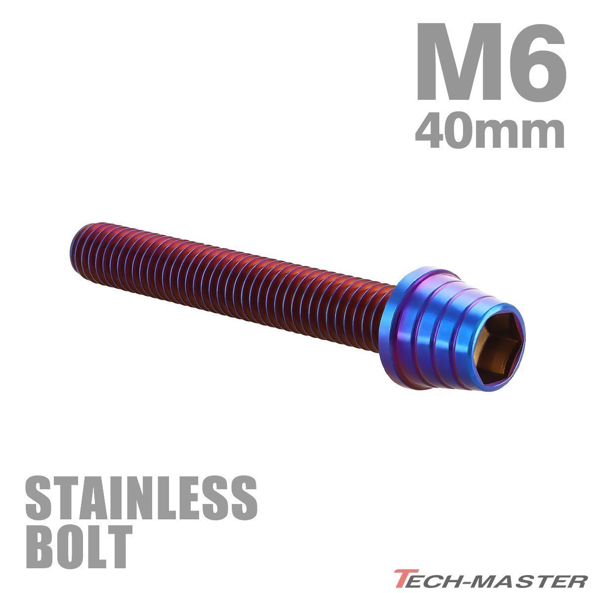 M6×40mm P1.0 キャップボルト テーパーシェルヘッド ステンレス 焼きチタンカラー カウル エンジン 車 バイク カスタム 1個 TB0372拍卖