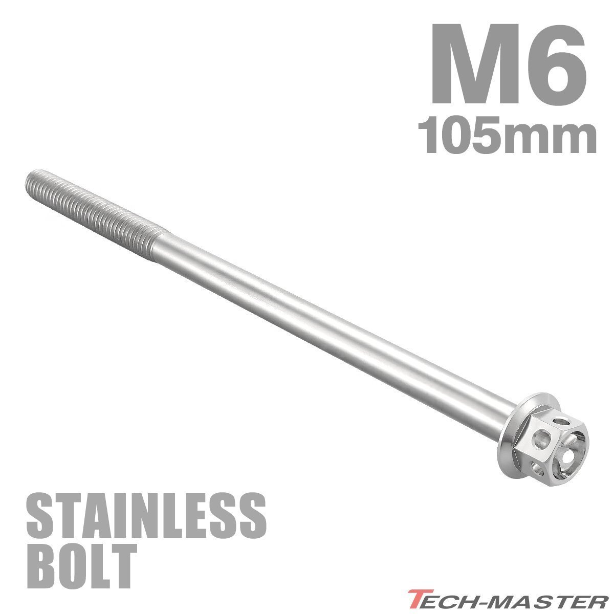 M6×105mm P1.0 フランジボルト フラワーヘッド ステンレス シルバー カウル フェンダー エンジン 車 バイク カスタム 1個 TB0444拍卖