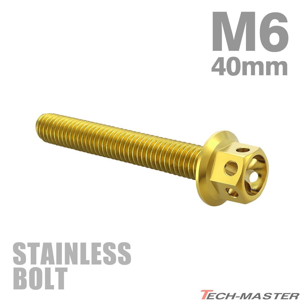 M6×40mm P1.0 フランジボルト フラワーヘッド ステンレス ゴールド カウル フェンダー エンジン 車 バイク カスタム 1個 TB0490拍卖