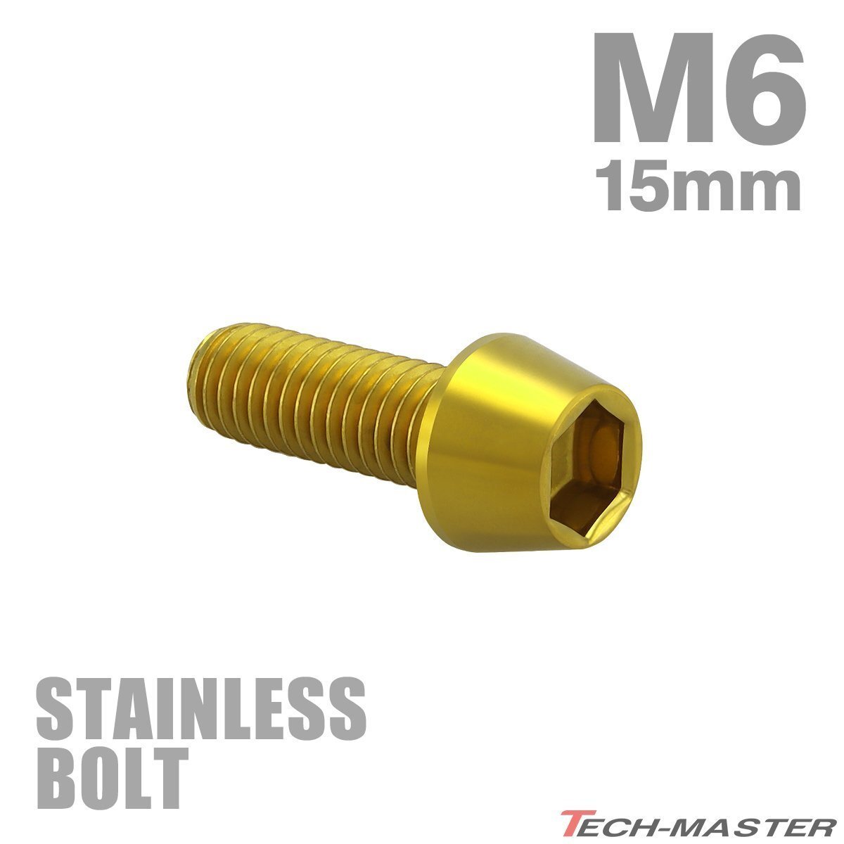 M6×15mm P1.0 キャップボルト テーパーヘッド ステンレス ゴールド カウル フェンダー エンジン 車 バイク カスタム 1個 TB0072拍卖