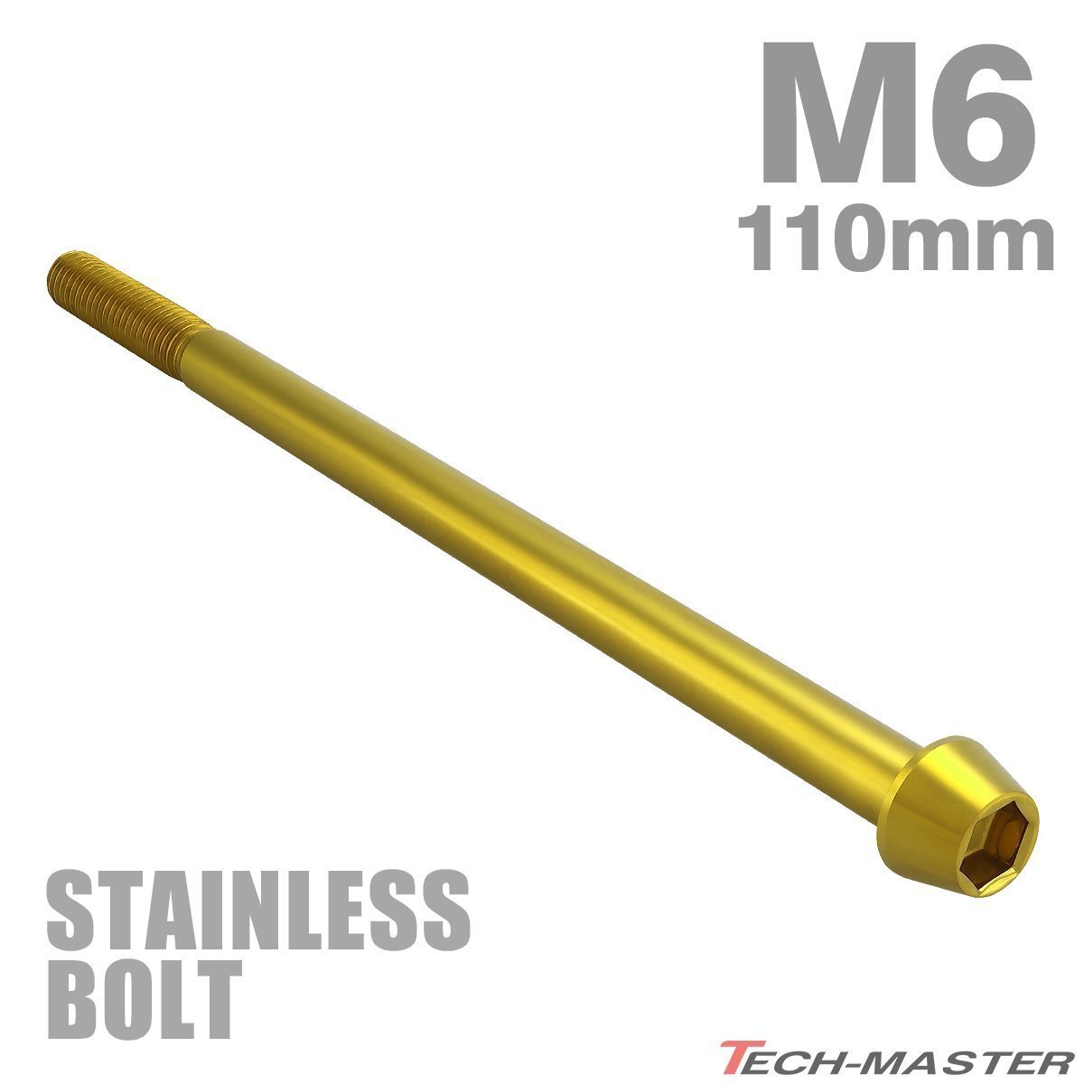 M6×110mm P1.0 キャップボルト テーパーヘッド ステンレス ゴールド カウル フェンダー エンジン 車 バイク カスタム 1個 TB0091拍卖