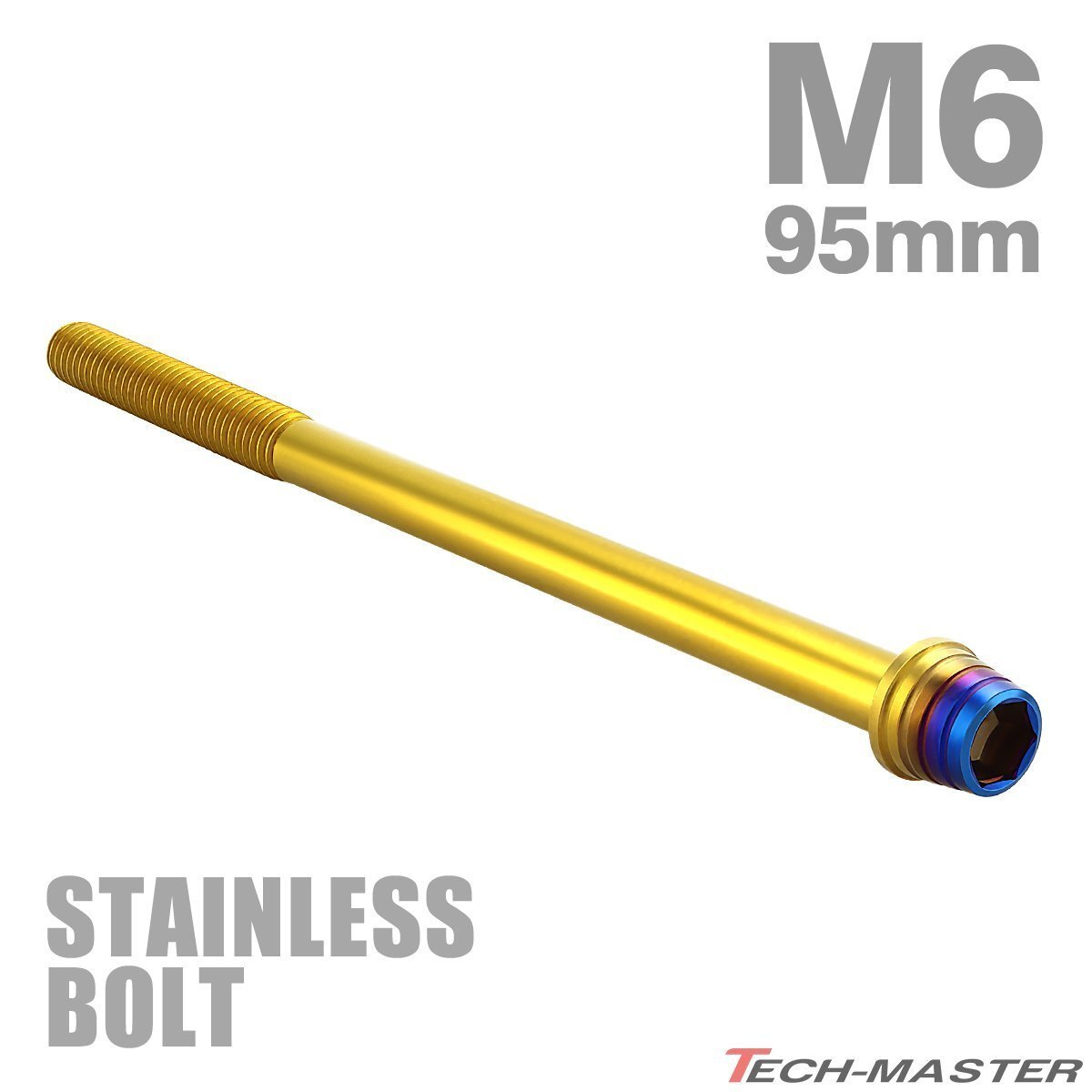 M6×95mm P1.0 キャップボルト テーパーシェルヘッド ステンレス ゴールド×焼きチタンカラー エンジン 車 バイク カスタム 1個 TB0924拍卖