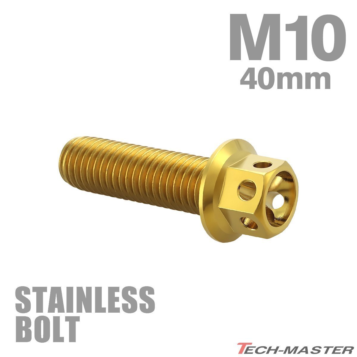 M10×40mm P1.25 フランジボルト フラワーヘッド ステンレス ゴールド カウル フェンダー エンジン 車 バイク カスタム 1個 TB0526拍卖