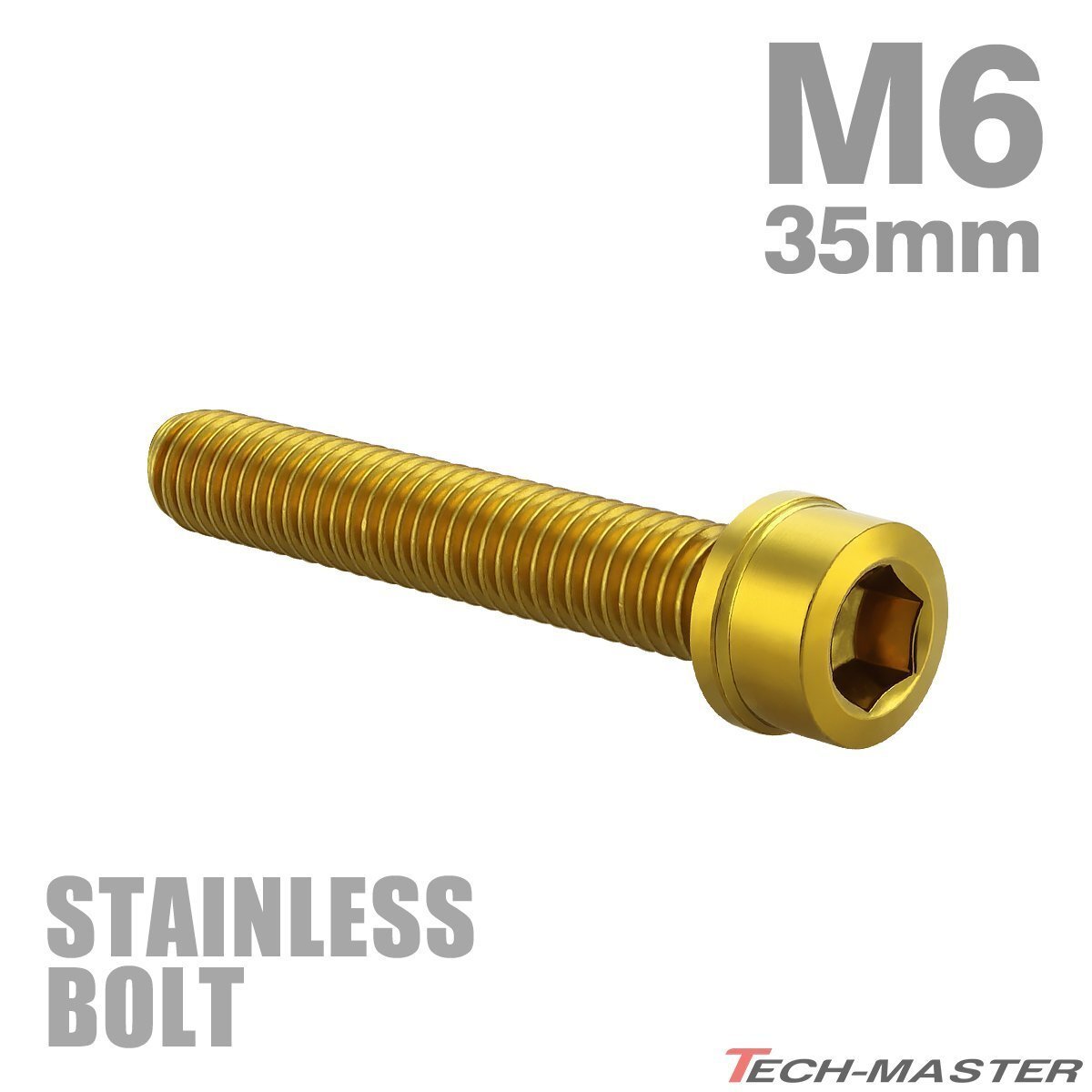 M6×35mm P1.0 キャップボルト スリムヘッド ステンレス ゴールド カウル フェンダー エンジン 車 バイク カスタム 1個 TB1034拍卖