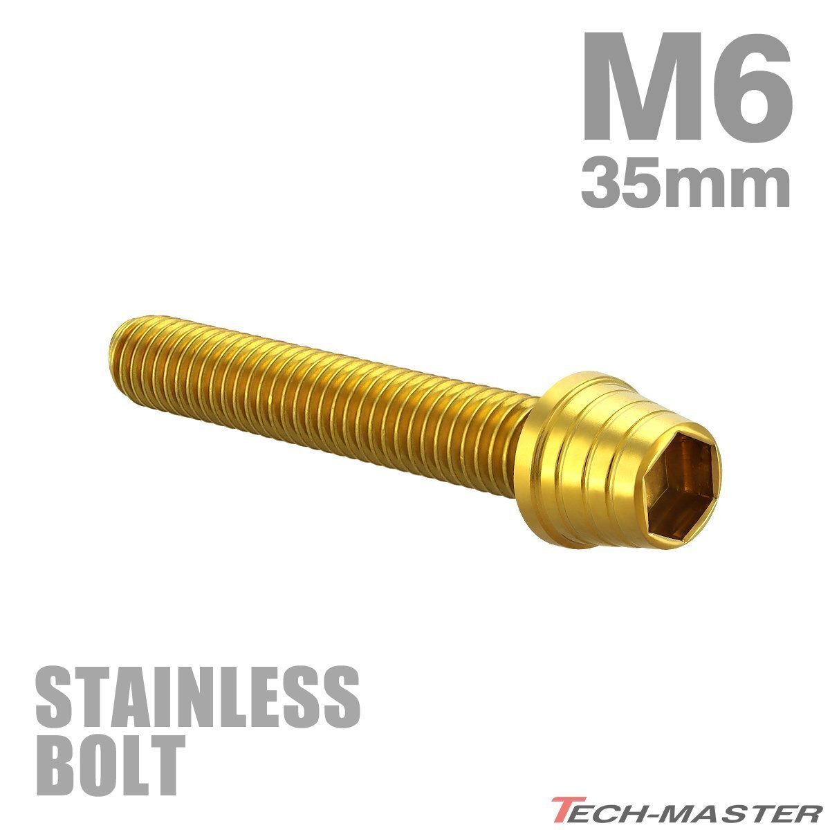 M6×35mm P1.0 キャップボルト テーパーシェルヘッド ステンレス ゴールド カウル フェンダー エンジン 車 バイク カスタム 1個 TB0312拍卖
