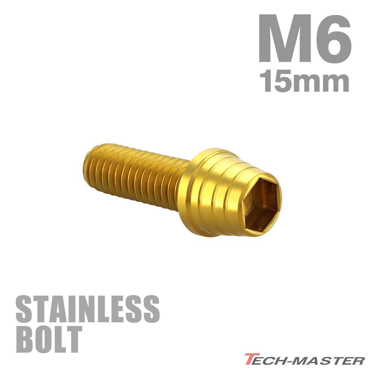 M6×15mm P1.0 キャップボルト テーパーシェルヘッド ステンレス ゴールド カウル フェンダー エンジン 車 バイク カスタム 1個 TB0308拍卖