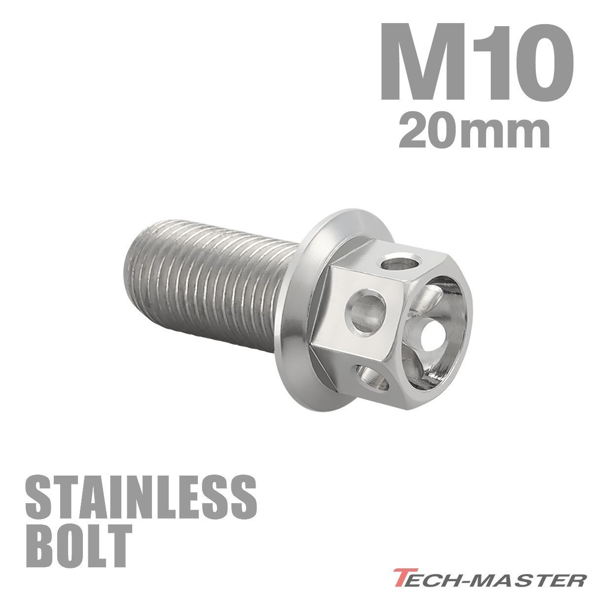 M10×20mm P1.25 フランジボルト フラワーヘッド ステンレス シルバー カウル フェンダー エンジン 車 バイク カスタム 1個 TB0463拍卖