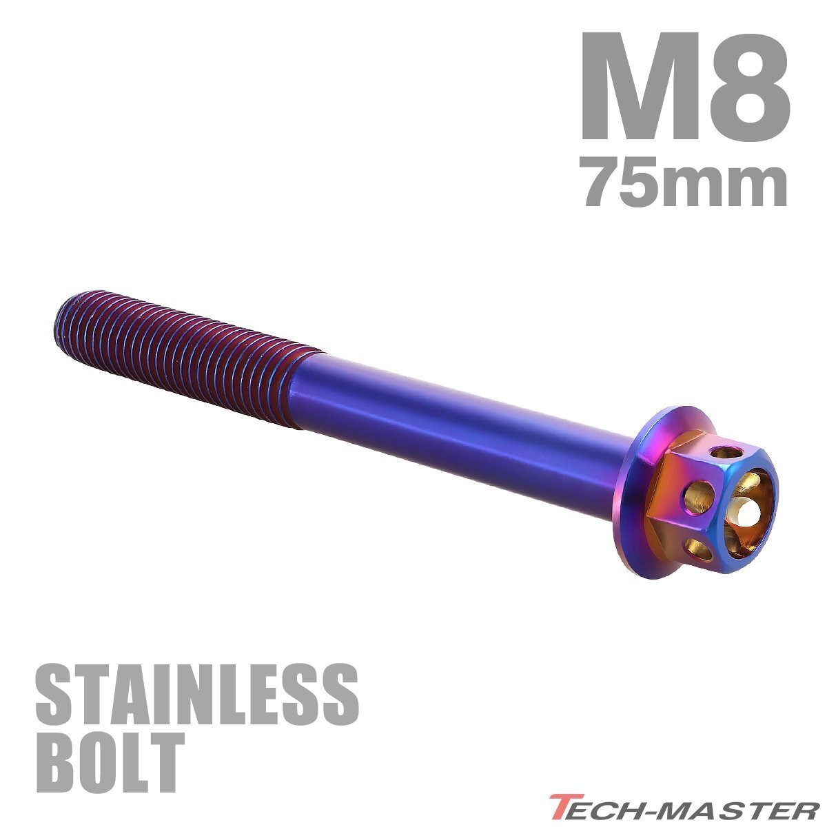 M8×75mm P1.25 フランジボルト フラワーヘッド ステンレス 焼きチタンカラー カウル フェンダー エンジン 車 バイク カスタム 1個 TB0577拍卖
