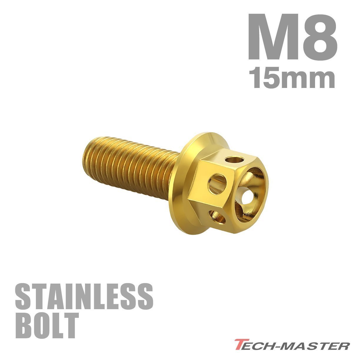 M8×15mm P1.25 フランジボルト フラワーヘッド ステンレス ゴールド カウル フェンダー エンジン 車 バイク カスタム 1個 TB0506拍卖