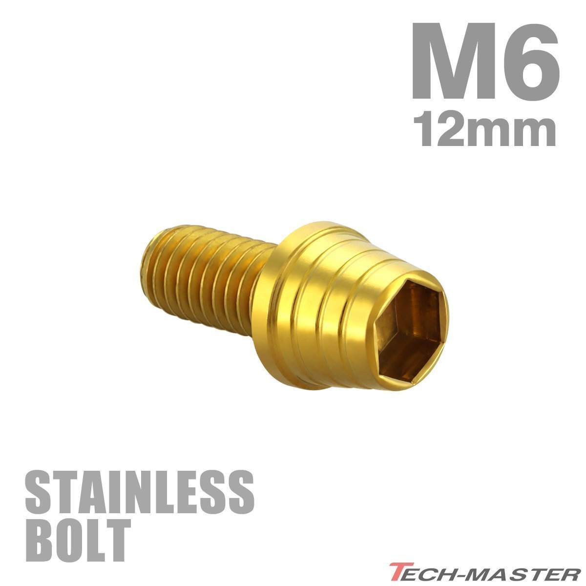 M6×12mm P1.0 キャップボルト テーパーシェルヘッド ステンレス ゴールド カウル フェンダー エンジン 車 バイク カスタム 1個 TB0307拍卖