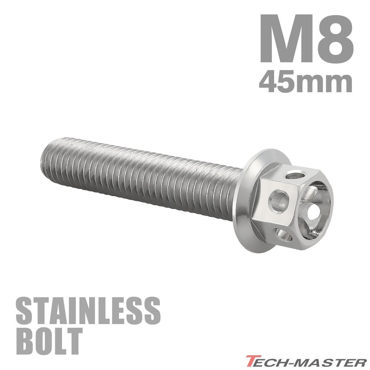 M8×45mm P1.25 フランジボルト フラワーヘッド ステンレス シルバー カウル フェンダー エンジン 車 バイク カスタム 1個 TB0453拍卖