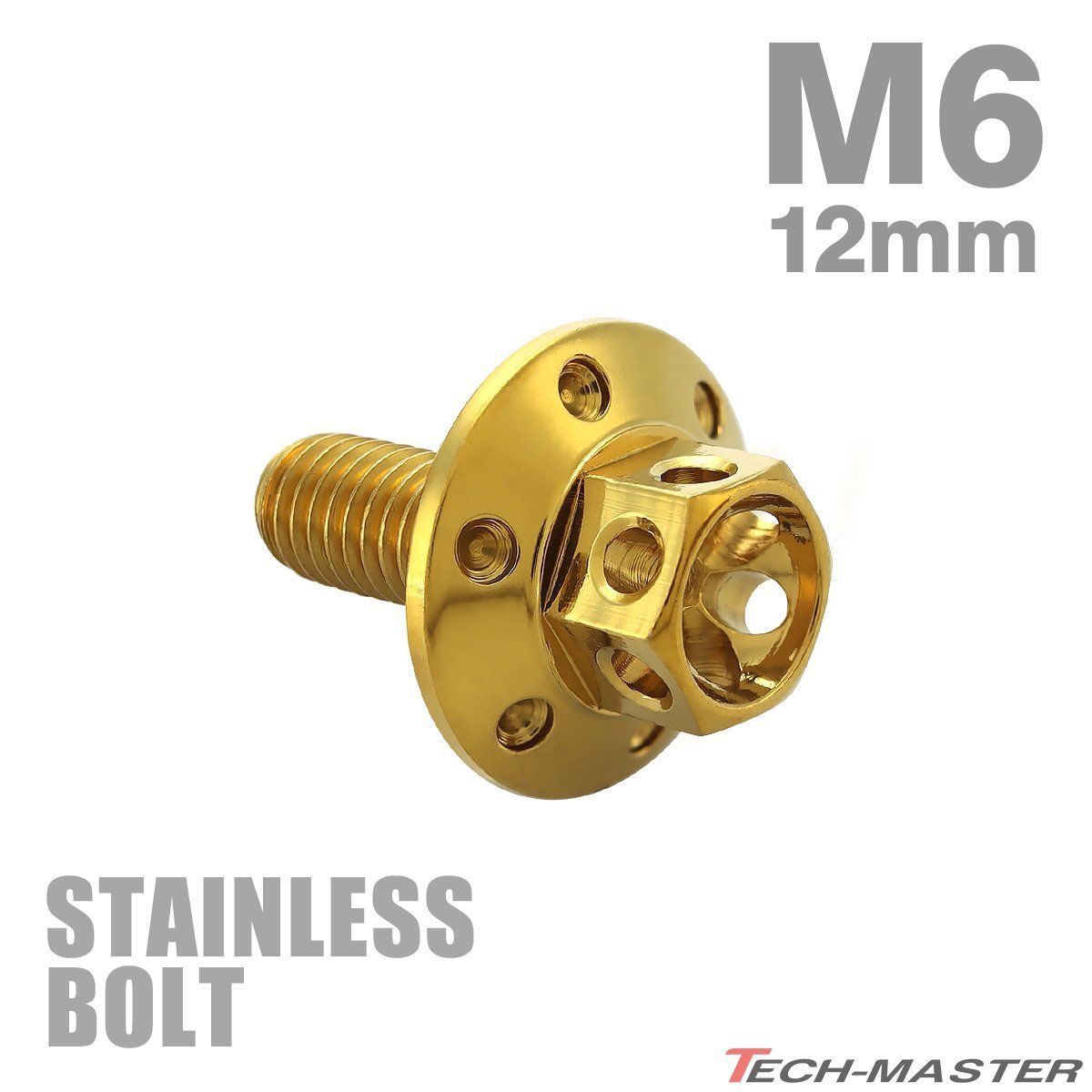 M6×12mm P1.0 フランジボルト ワイドフランジ フラワーヘッド ステンレス ゴールド カウル フェンダー 車 バイク カスタム 1個 TB0961拍卖