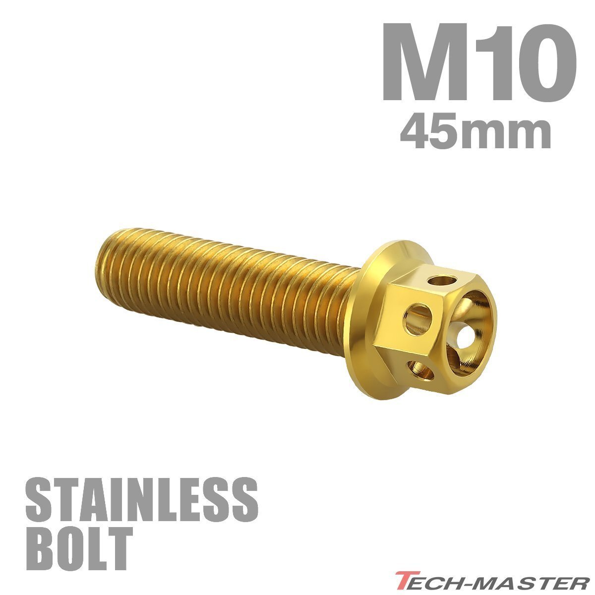 M10×45mm P1.25 フランジボルト フラワーヘッド ステンレス ゴールド カウル フェンダー エンジン 車 バイク カスタム 1個 TB0527拍卖