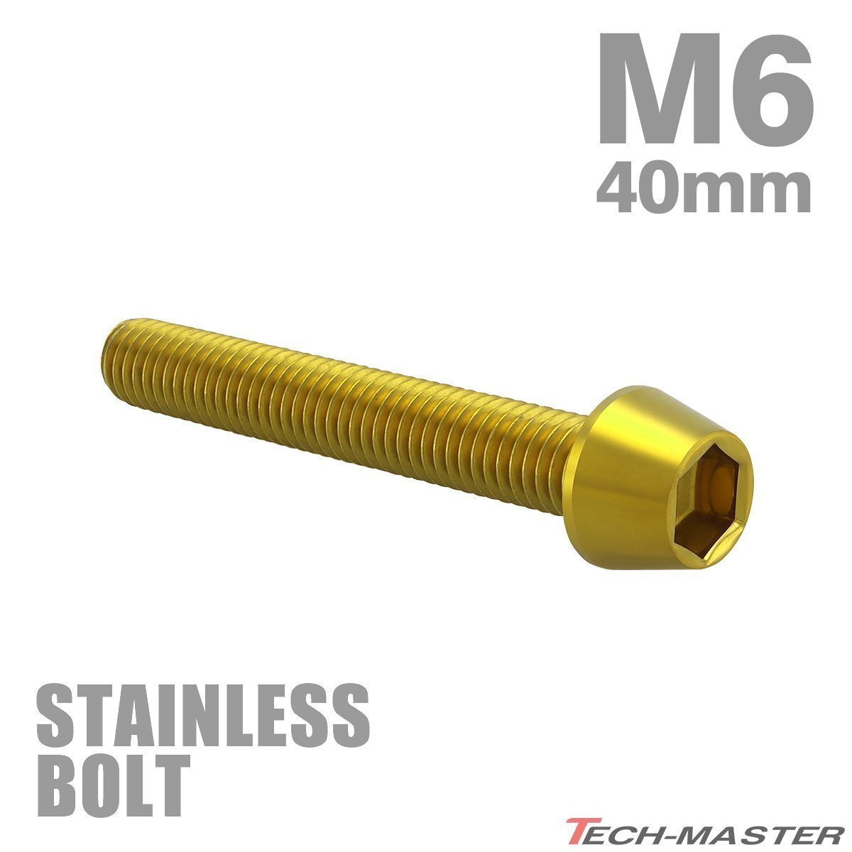 M6×40mm P1.0 キャップボルト テーパーヘッド ステンレス ゴールド カウル フェンダー エンジン 車 バイク カスタム 1個 TB0077拍卖