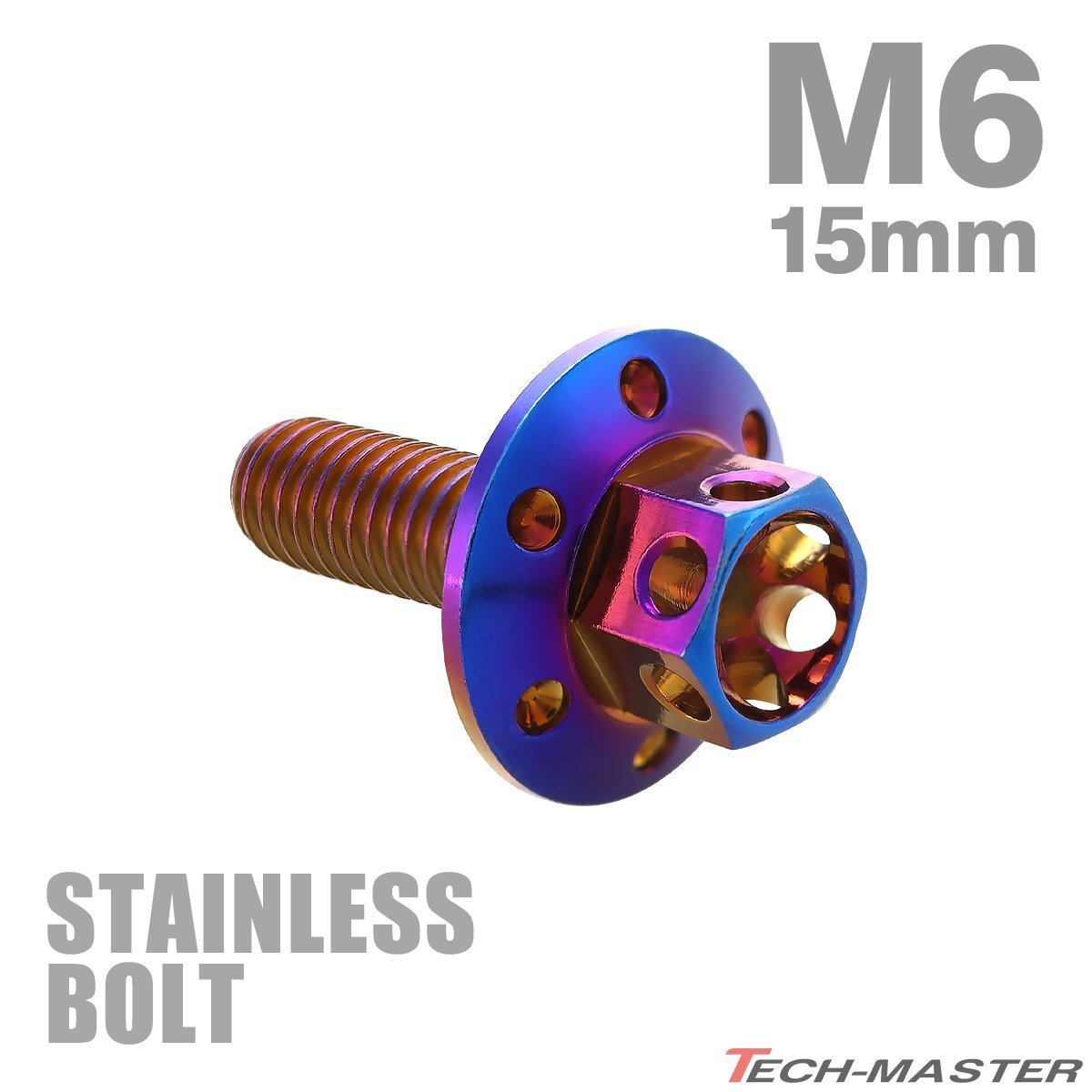 M6×15mm P1.0 フランジボルト ワイドフランジ フラワーヘッド ステンレス 焼きチタンカラー カウル 車 バイク カスタム 1個 TB0967拍卖