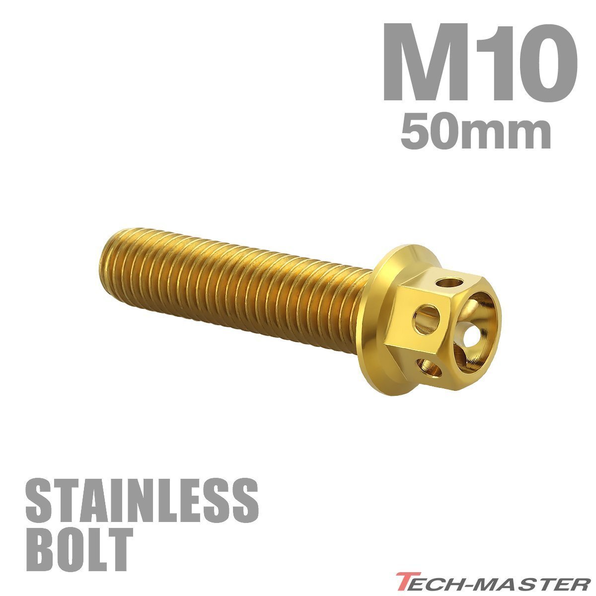 M10×50mm P1.25 フランジボルト フラワーヘッド ステンレス ゴールド カウル フェンダー エンジン 車 バイク カスタム 1個 TB0528拍卖