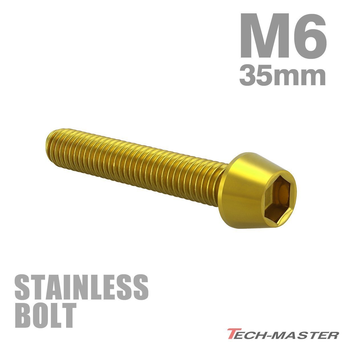 M6×35mm P1.0 キャップボルト テーパーヘッド ステンレス ゴールド カウル フェンダー エンジン 車 バイク カスタム 1個 TB0076拍卖