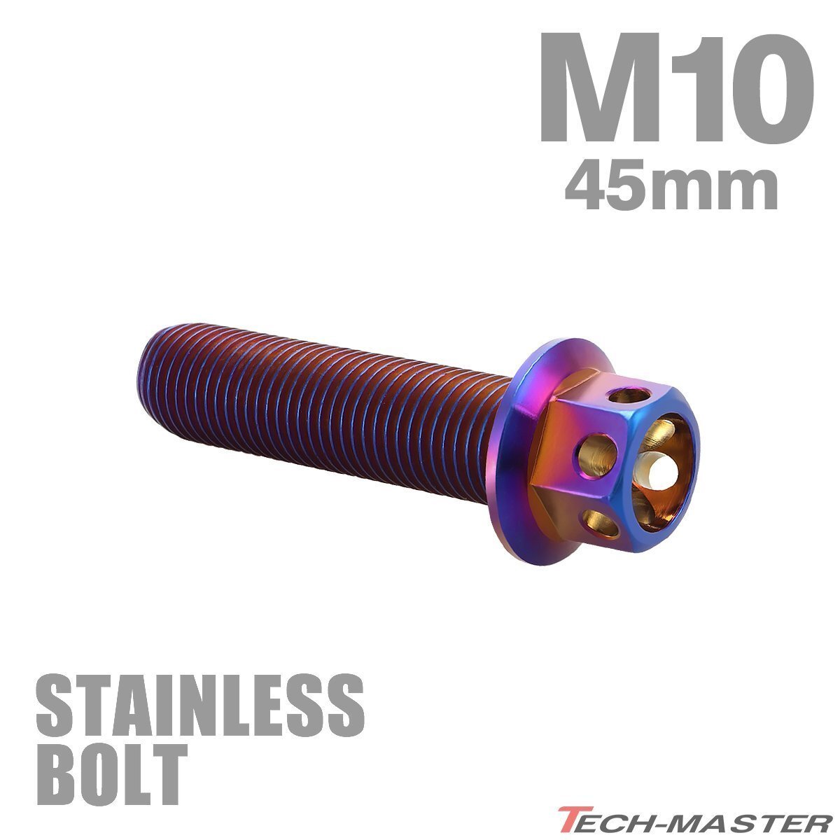 M10×45mm P1.25 フランジボルト フラワーヘッド ステンレス 焼きチタンカラー カウル フェンダー エンジン 車 バイク カスタム 1個 TB0586拍卖