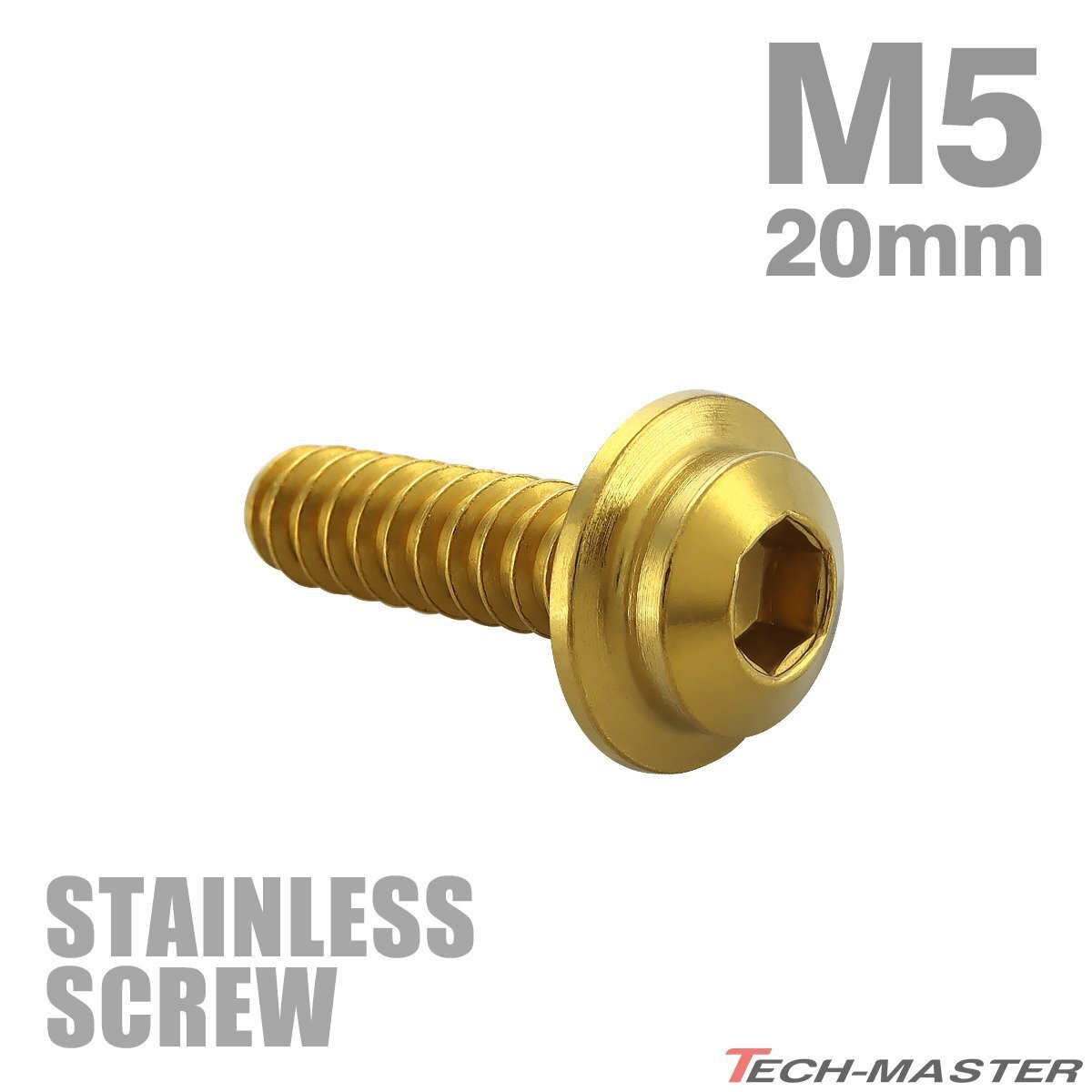 M5×20mm タッピングネジ ビス ステップヘッド ステンレス ゴールド カウル フェンダー エンジン 車 バイク カスタム 1個 TC0039拍卖