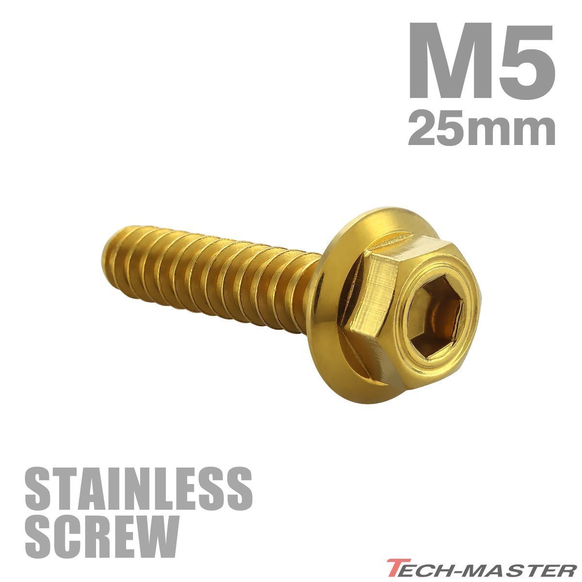 M5×25mm タッピングネジ ビス シンヘキサゴンヘッド ステンレス ゴールド カウル フェンダー エンジン 車 バイク カスタム 1個 TC0055拍卖