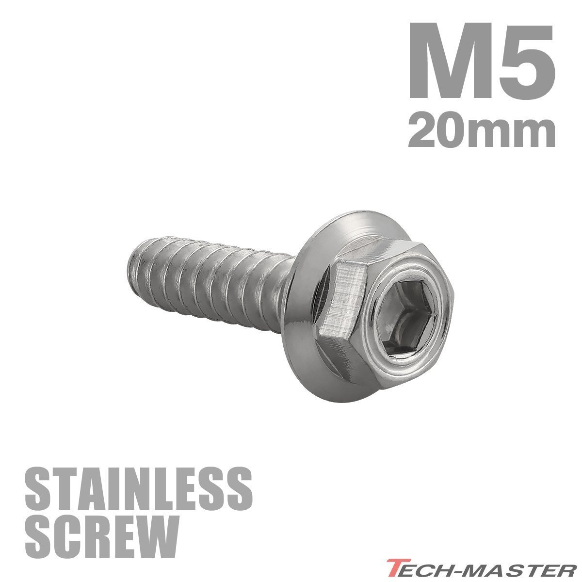 M5×20mm タッピングネジ ビス シンヘキサゴンヘッド ステンレス シルバー カウル フェンダー エンジン 車 バイク カスタム 1個 TC0049拍卖