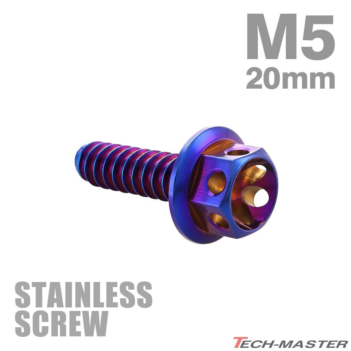 M5×20mm タッピングネジ ビス フラワーヘッド ステンレス 焼きチタンカラー カウル フェンダー エンジン 車 バイク カスタム 1個 TC0029拍卖