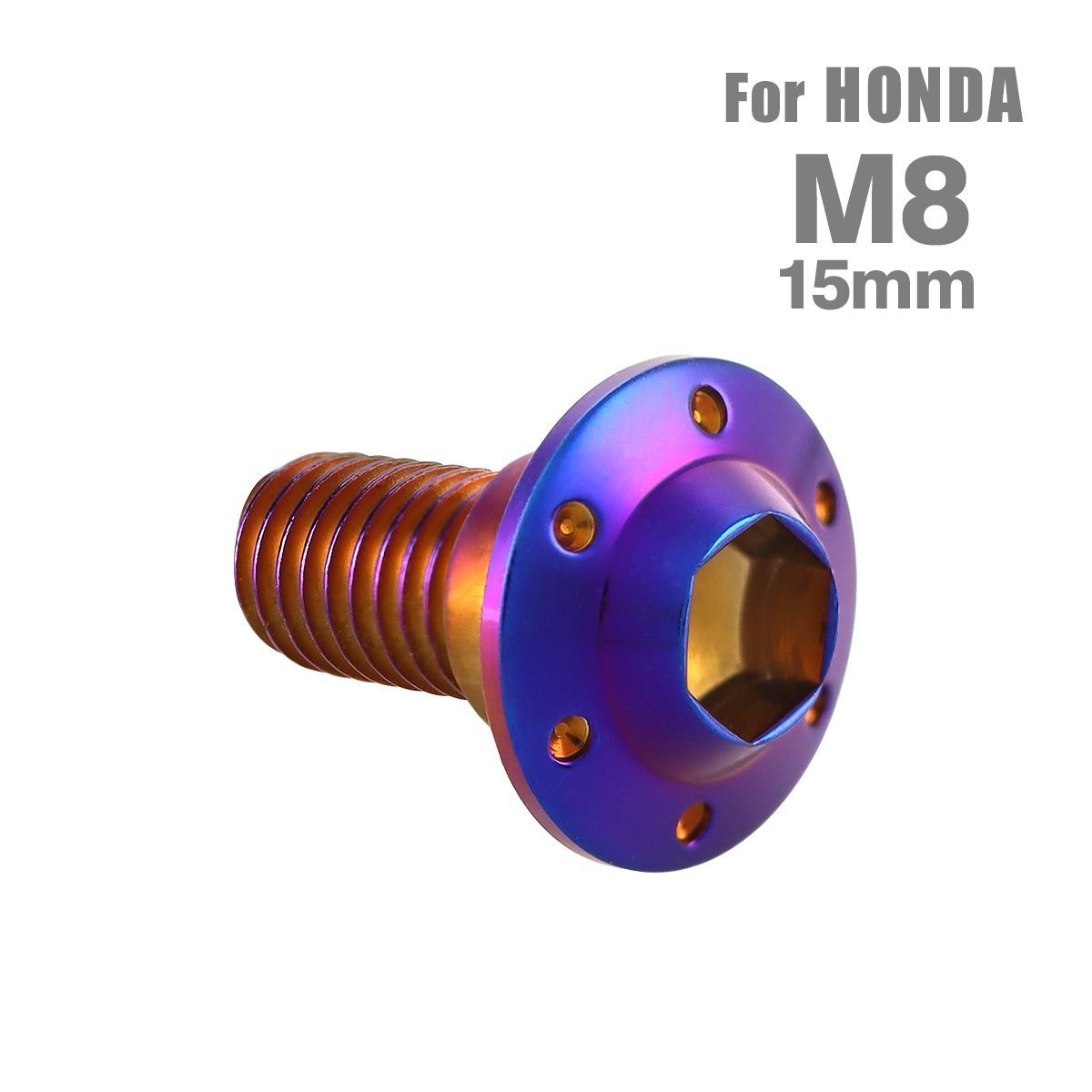 M8×15mm P1.25 ブレーキディスク ローター ボルト ホールヘッドH-1 ステンレス ホンダ車用 HONDA 焼きチタンカラー カスタム 1個 TD0005拍卖