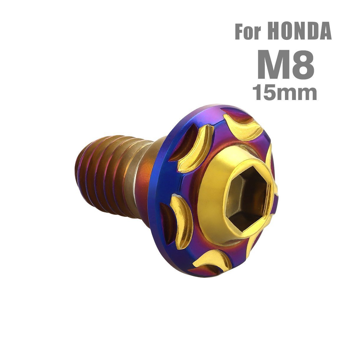 M8×15mm P1.25 ブレーキディスク ローター ボルト スノーヘッド ステンレス ホンダ車用 HONDA ゴールド×ブルー 1個 TD0363拍卖