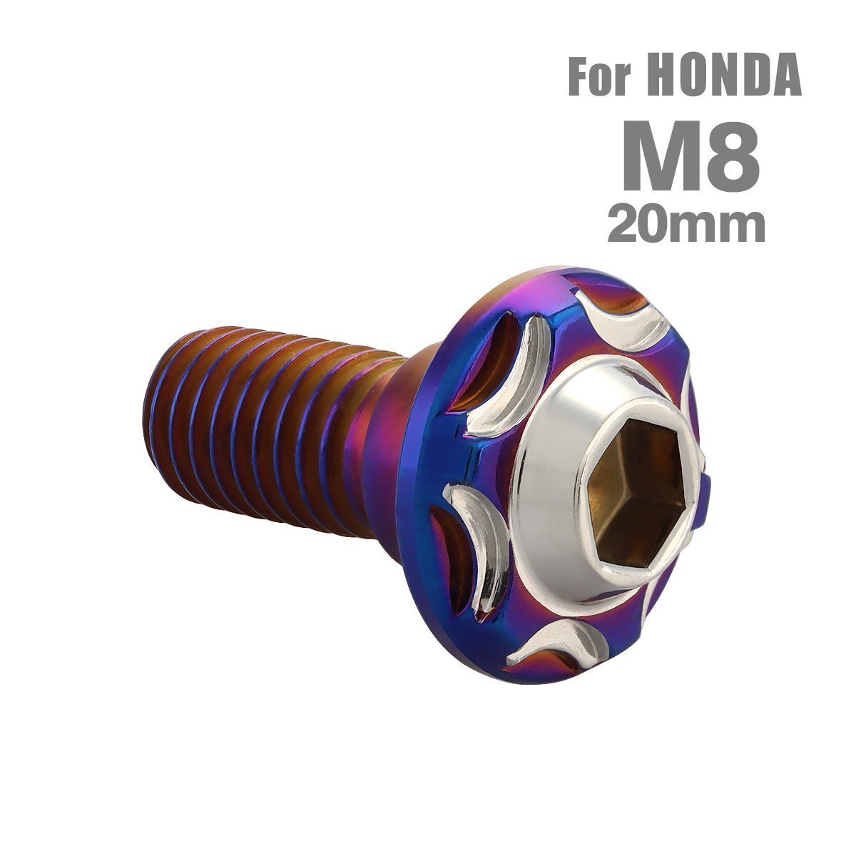 M8×20mm P1.25 ブレーキディスク ローター ボルト スノーヘッド ステンレス ホンダ車用 HONDA シルバー×ブルー 1個 TD0362拍卖