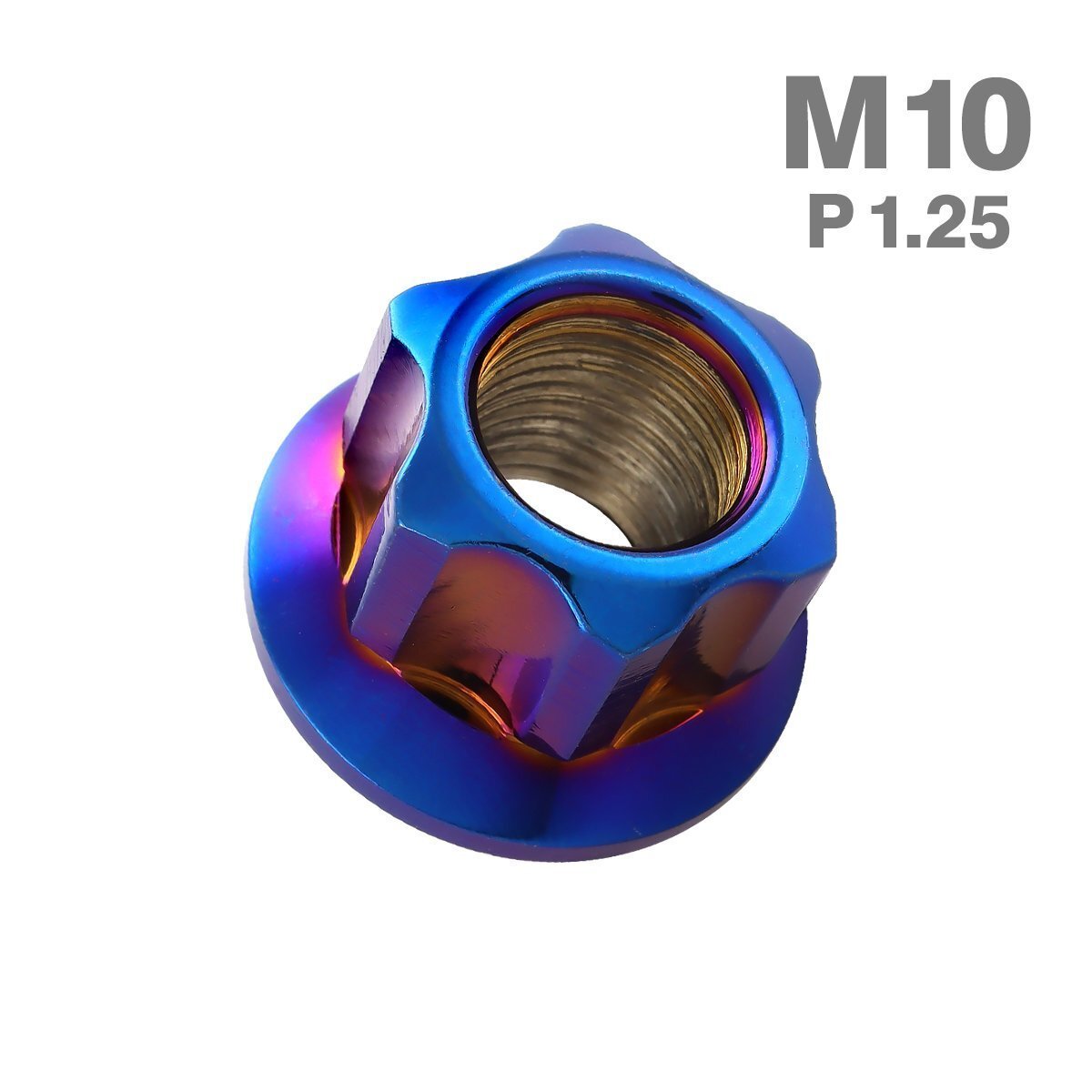 M10 P1.25 六角ナット ロング貫通ナット マフラーナット フランジ付き ステンレス 焼きチタンカラー カウル フェンダー バイク 1個 TF0066拍卖