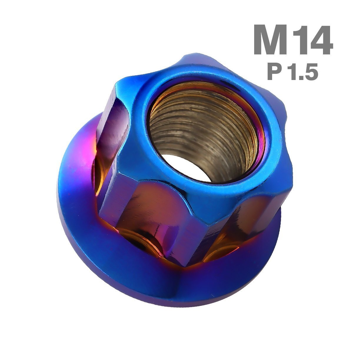 M14 P1.5 六角ナット ロング貫通ナット マフラーナット フランジ付き ステンレス 焼きチタンカラー カウル フェンダー バイク 1個 TF0068拍卖