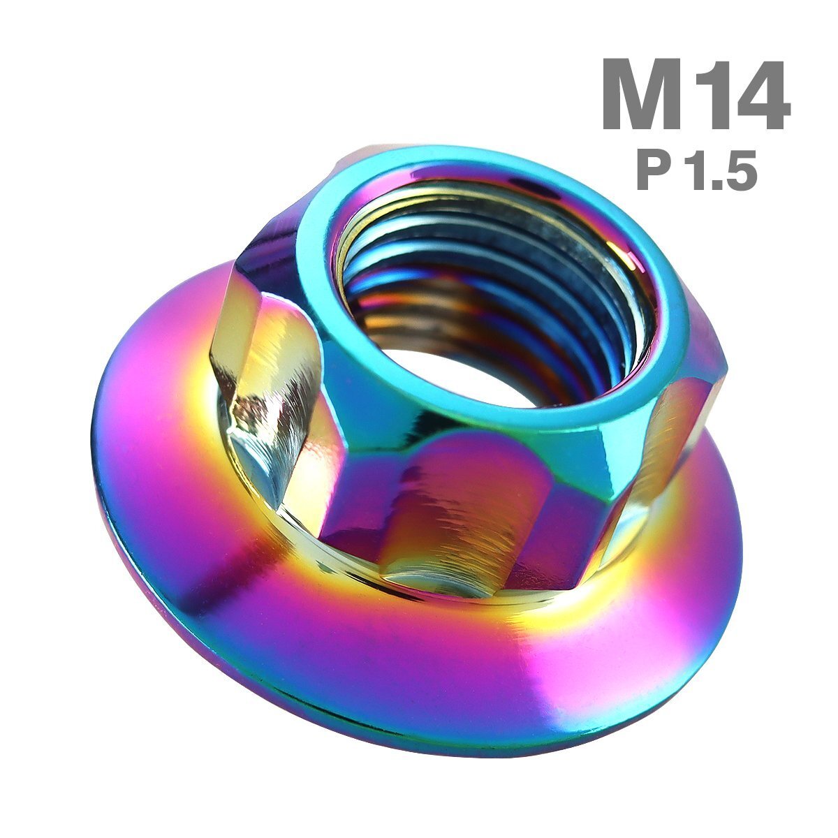 M14 P1.5 六角ナット フランジ付き スターヘッド ステンレス レインボー カウル エンジン 車 バイク カスタム 1個 TF0260拍卖