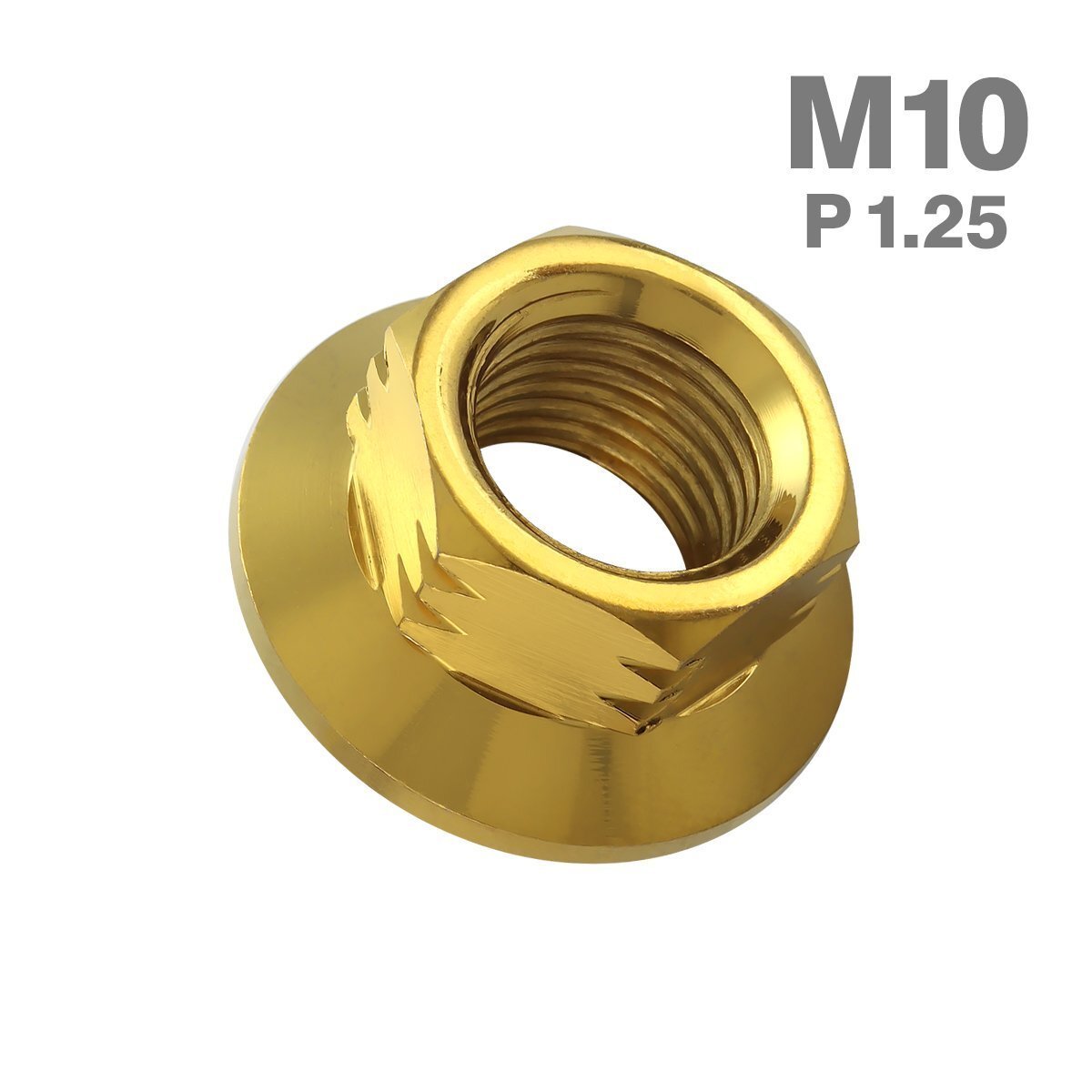 M10 P1.25 六角ナット フランジ付き ステップナット ステンレス ゴールド カウル エンジン 車 バイク カスタム 1個 TF0078拍卖