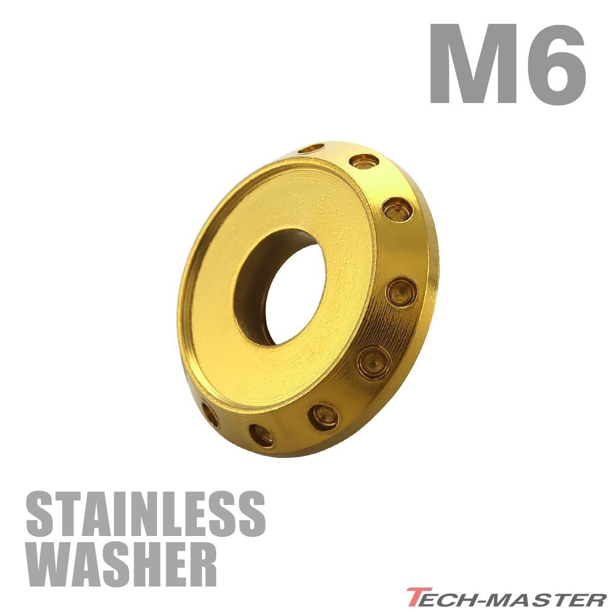 M6 フジツボ型ワッシャー 外径19mm 座面枠付ワッシャー ステンレス ゴールド カウル エンジン 車 バイク カスタム 1個 TF0173拍卖
