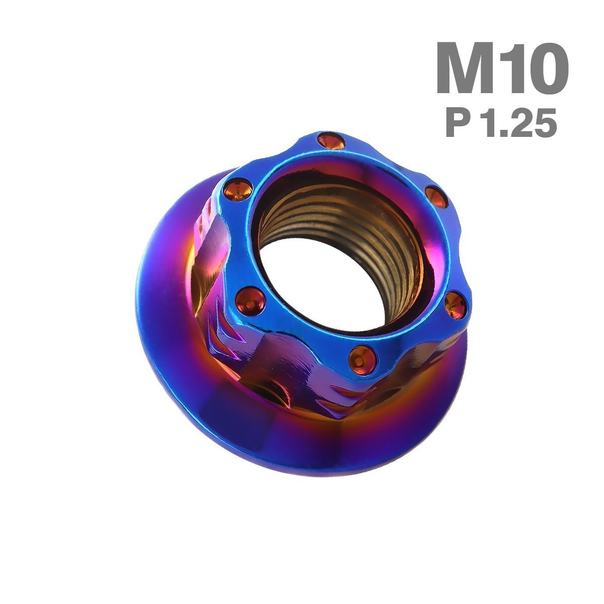 M10 P1.25 六角ナット フランジ付き スターホール ステンレス 焼きチタンカラー カウル エンジン 車 バイク カスタム 1個 TF0049拍卖