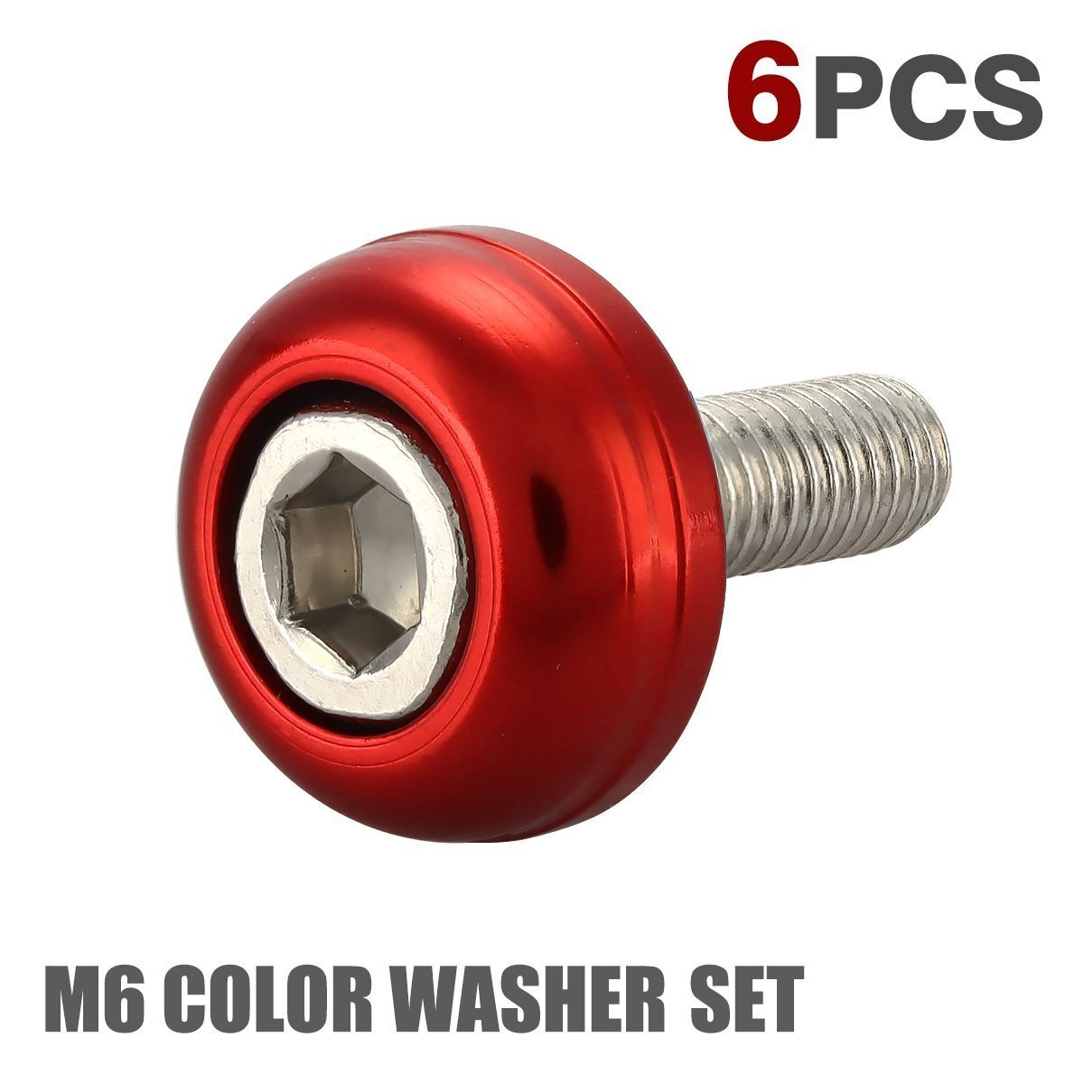 フジツボ カラーワッシャー 6個セット M6ボルト付き アルミ製 レッド TH0702-R拍卖