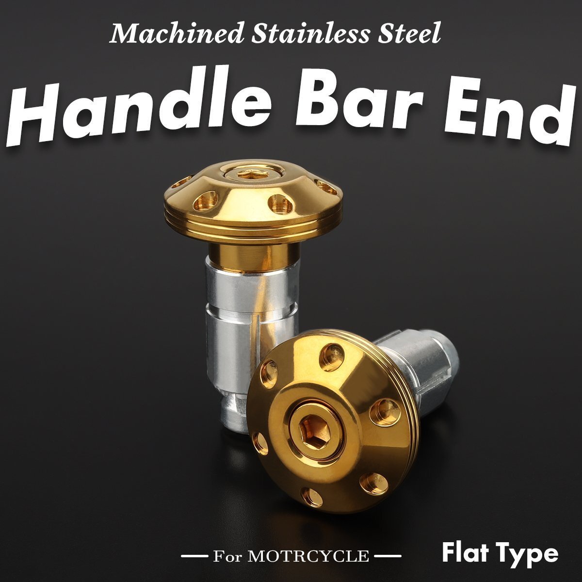 バイク グリップ エンド バーエンド ステンレス ゴールド ハンドルパイプ内径13~18mm 左右セット TH0435拍卖