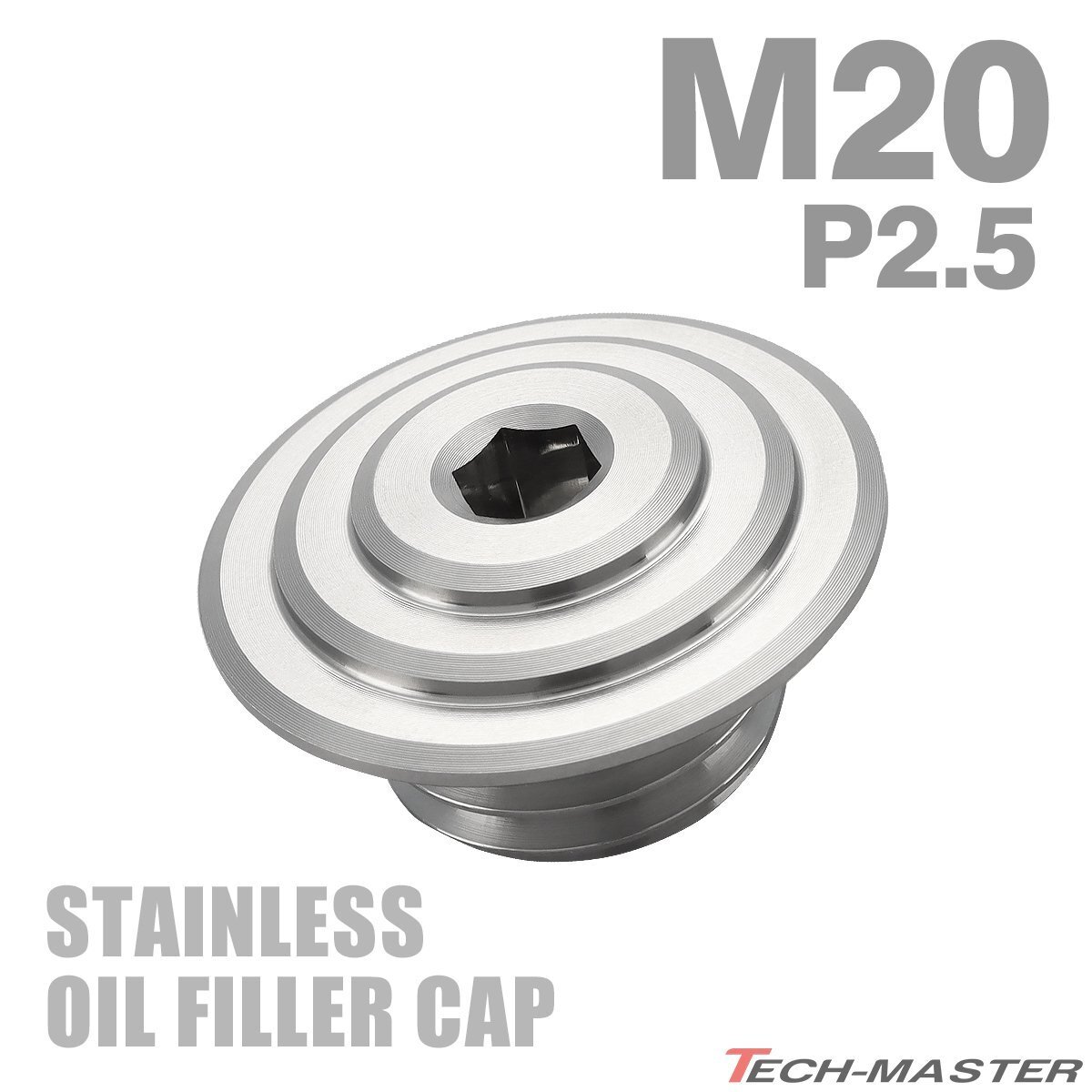 オイルフィラーキャップ M20 P2.5 汎用 ホンダ ヤマハ カワサキ等 ステンレス マットタイプ シルバー TH0475拍卖
