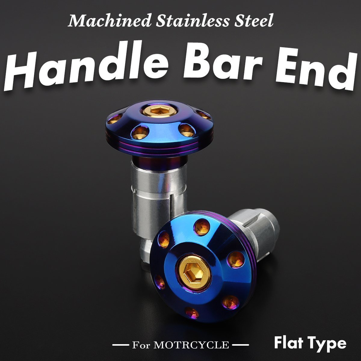 バイク グリップ エンド バーエンド ステンレス 焼きチタンカラー ハンドルパイプ内径13~18mm 左右セット TH0436拍卖